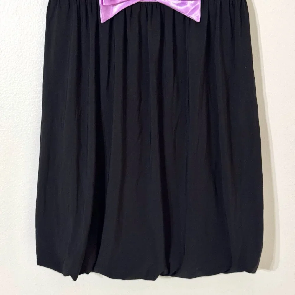 Vtg Y2K Gunne Sax Strapless Dress Bubble Hem Purple Bow Lace Prom Party Lavender - Picture 3 of 15